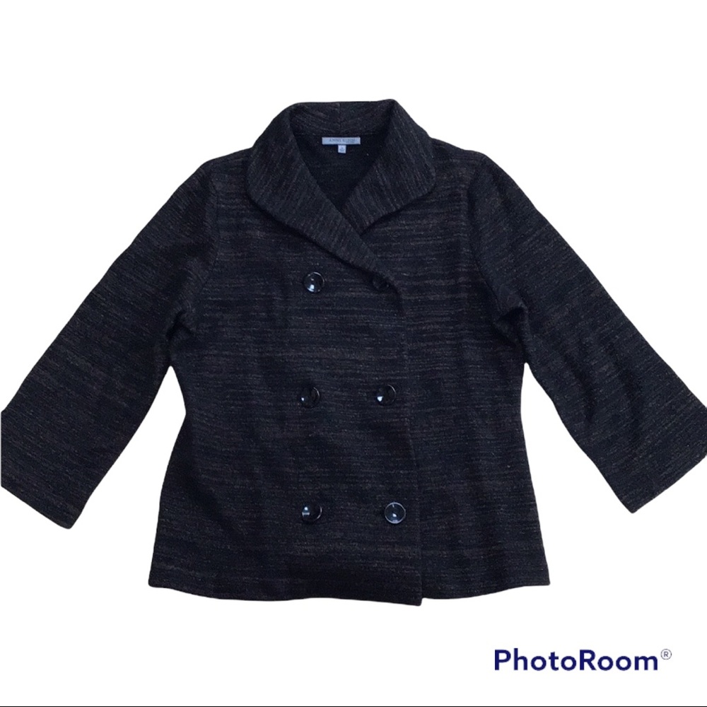 Anne Klein Black Metallic Copper Gold Vintage Knit Blazer‎ Medium